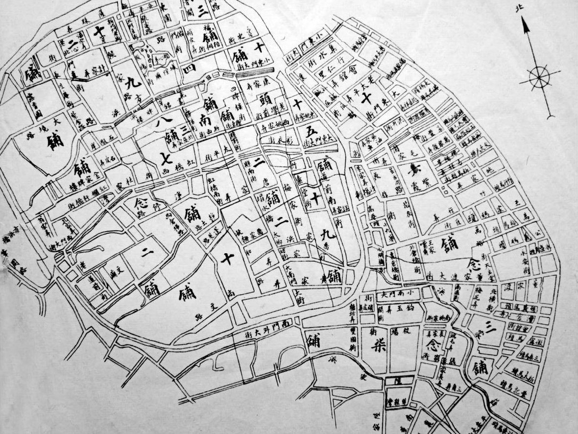 《光绪上海县志》中的上海各铺分布地图
