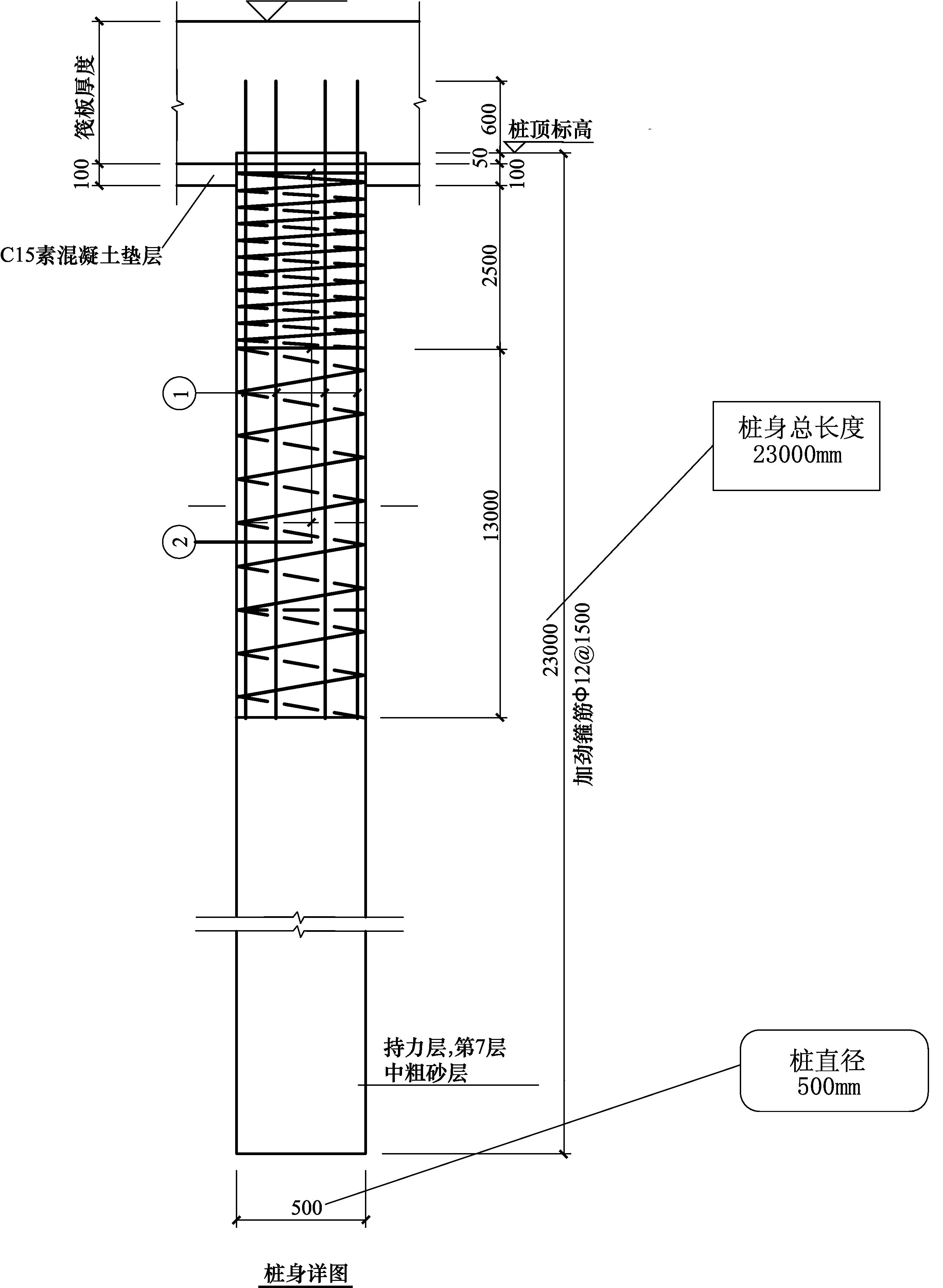 图4-5 螺旋钻孔混凝土灌注桩示意图